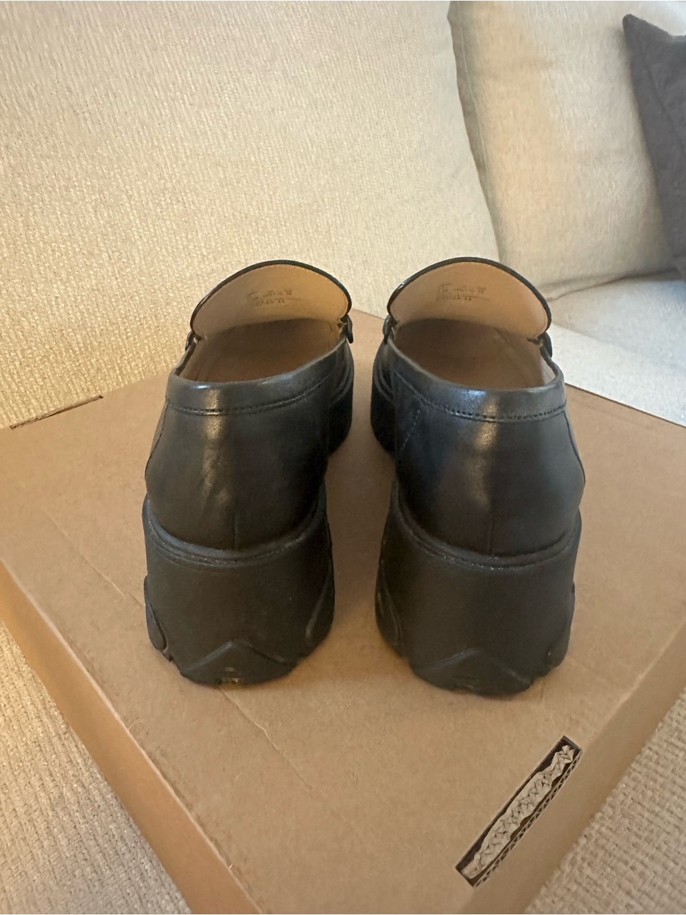 Coach Black Leather Penny Loafers with Gold Logo - Picture 6 of 9